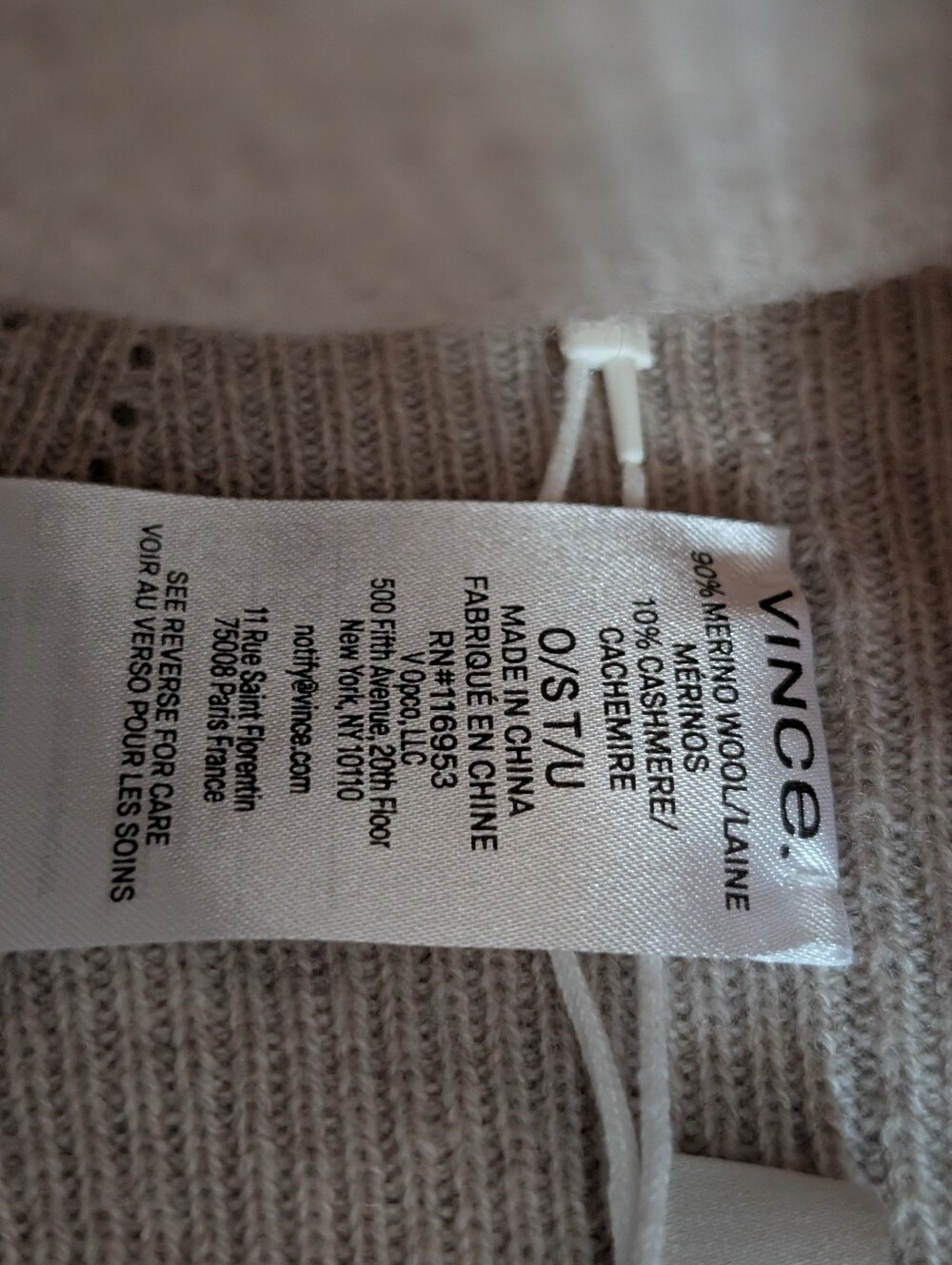 VINCE Fine Rib Double Layer Cuff Knit Hat In Neutral - Picture 6 of 7